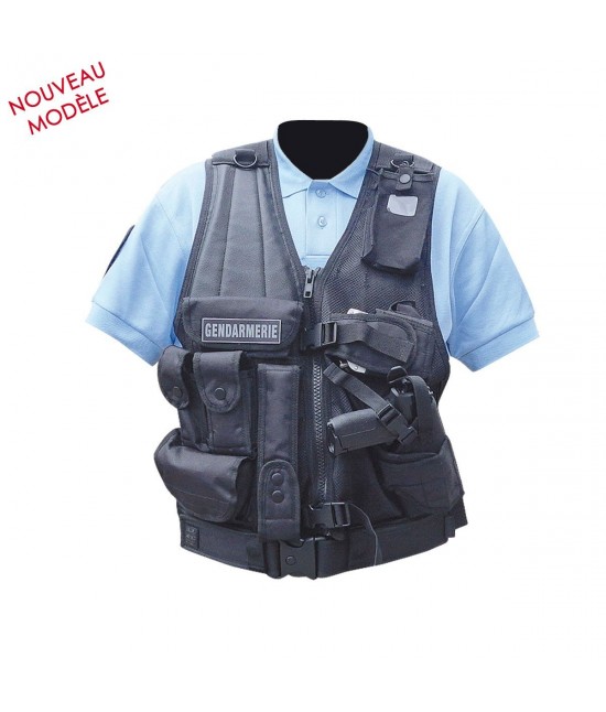 GILET FORCES INTERVENTION AVEC HOLSTER POUR PA ou TASER