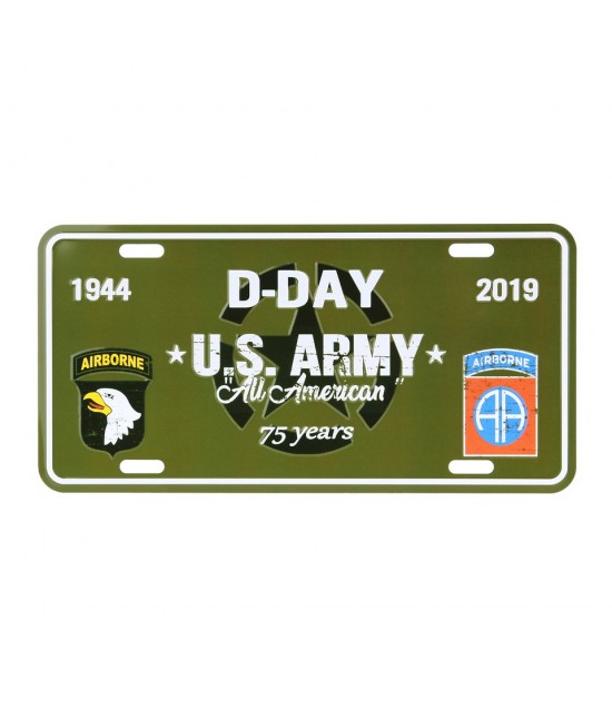 Plaque d'Immatriculation en métal DDAY US ARMY