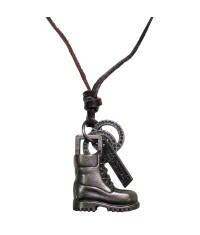 Collier Boots cuir+zinc