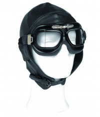 Casque Pilote en cuir noir