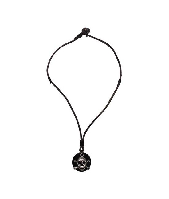 COLLIER CUIR AVEC TÊTE DE MORT