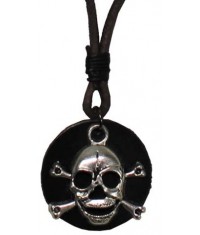 COLLIER CUIR AVEC TÊTE DE MORT