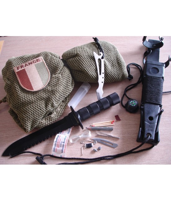 Poignard Optima Survival avec son Kit de survie