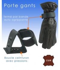 PORTE GANTS EN CUIR NOIR