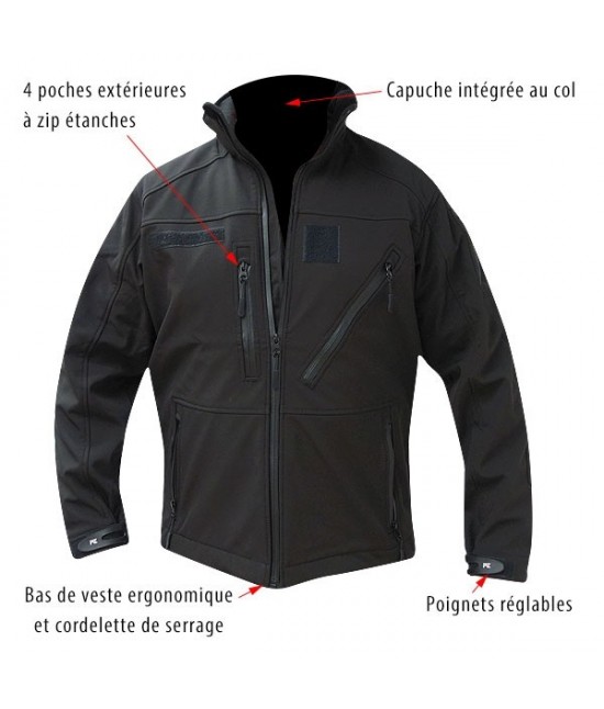 BLOUSON NOIR SOFTSHELL 3 COUCHES DINTEX +