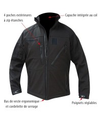 BLOUSON NOIR SOFTSHELL 3 COUCHES DINTEX +