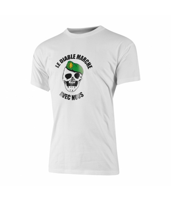 T SHIRT LÉGION - LE DIABLE MARCHE AVEC NOUS - BLANC