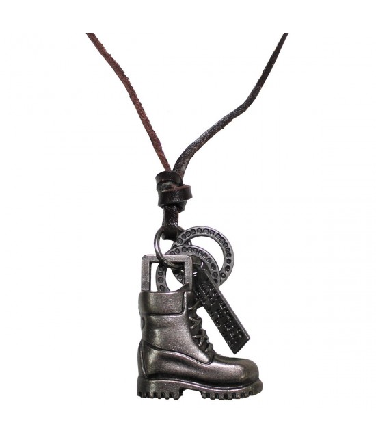Collier Boots cuir+zinc Collier Boots cuir+zinc