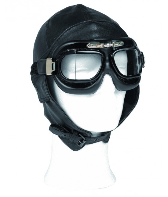 Casque Pilote en cuir noir Casque Pilote en cuir noir